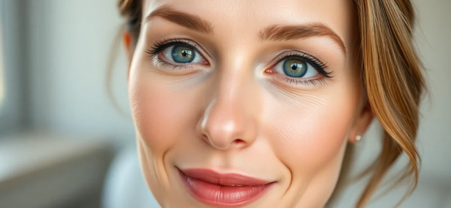 Oberlidstraffung Zürich: Woman with lifted eyelids showcasing natural rejuvenation and aesthetic enhancement.