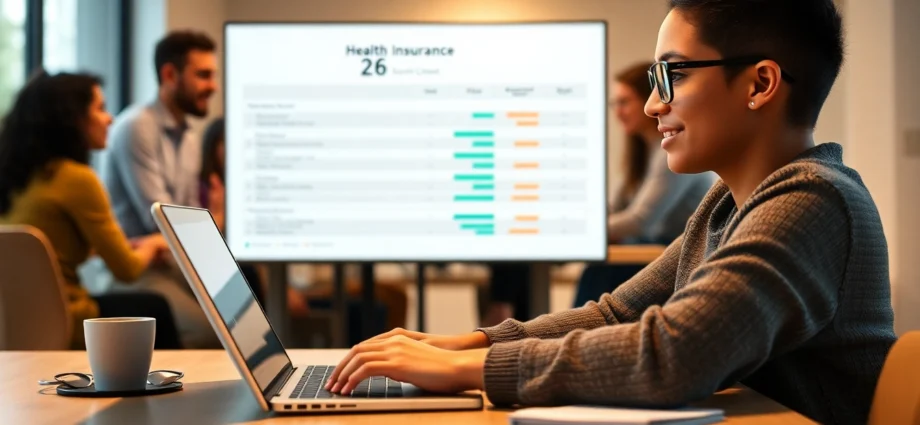 Health Insurance when turning 26: Young adult compares plans on a laptop plan finder