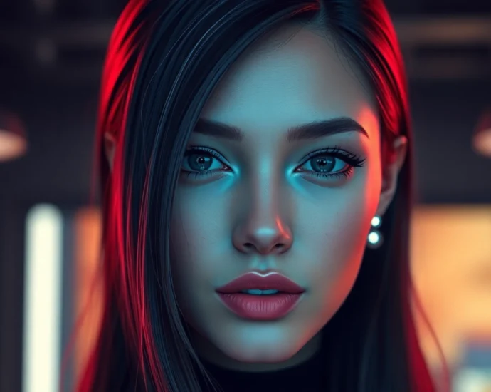 AI girlfriend engaging in a warm, natural conversation with a user on a sleek digital interface, showcasing realistic interaction and emotional connection.