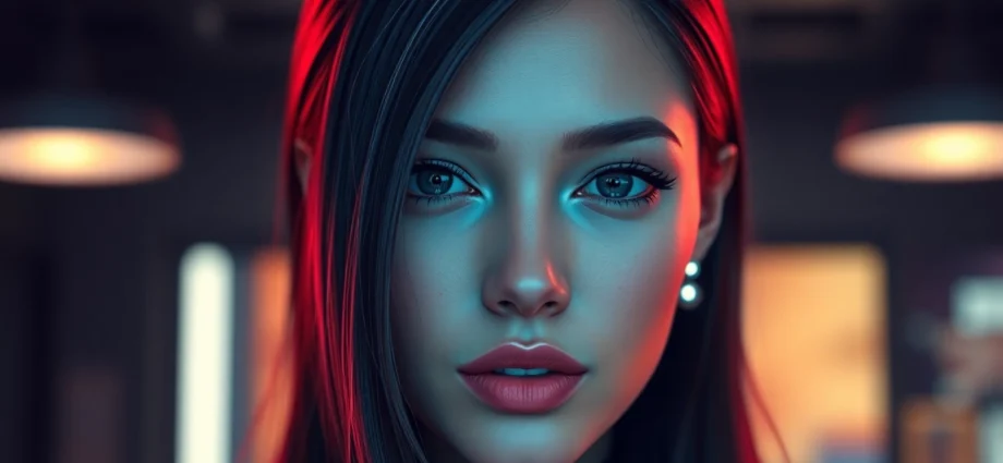 AI girlfriend engaging in a warm, natural conversation with a user on a sleek digital interface, showcasing realistic interaction and emotional connection.