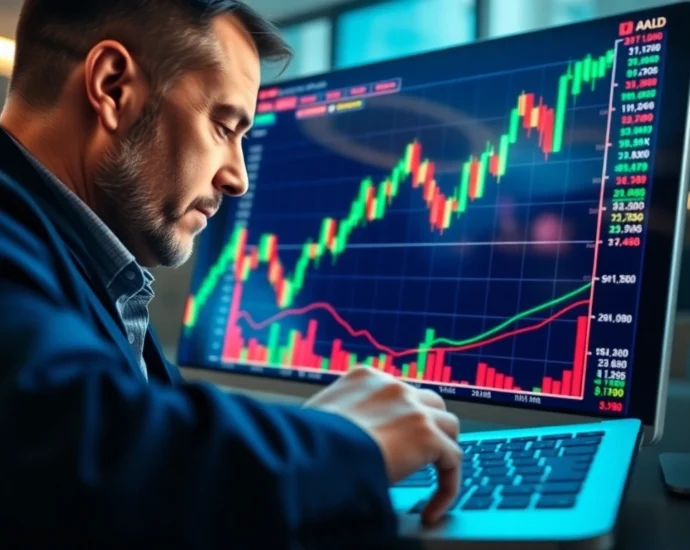 Trading view platform showcasing a detailed financial chart with data points and technical